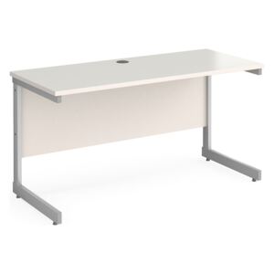 All White C-Leg Narrow Rectangular Desk, 140wx60dx73h (cm)
