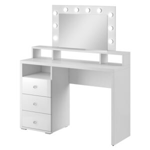 FURNITOP Dressing table with mirror and lighting DIVA white