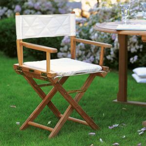 Ginger Folding armchair - / Teak & canvas - Cushion by Unopiu White