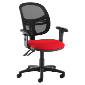 Vantage Medium Mesh Back Operator Chair (Adjustable Arms), Red