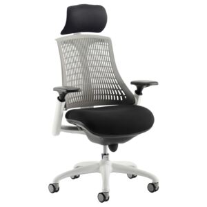 Warp White Frame Grey Mesh Back Operator Chair With Headrest, Grey