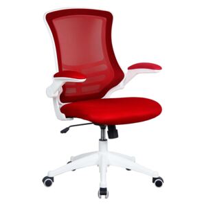 Moon Mesh Back Operator Chair With White Base (Red), Red