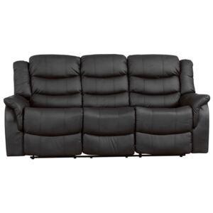 Hunter Leather 3 Seater Recliner Sofa (Black), Black