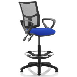 Lunar 2 Lever Mesh Back Draughtsman Chair (Fixed Arms), Blue