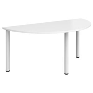 All White Premium Semi Circular Meeting Table (Tubular Legs)