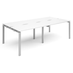 Prime Back To Back Double Narrow Bench Desk (White Legs), 240wx120dx73h (cm), White