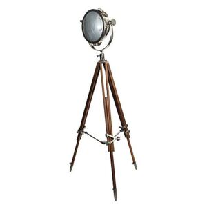 Culinary Concepts - Rolls Headlamp Floor Lamp with Natural Wood Tripod - Brown