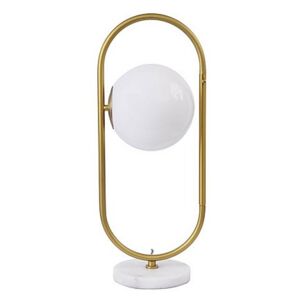 Orbital Milk Glass Brass and Marble Table Lamp