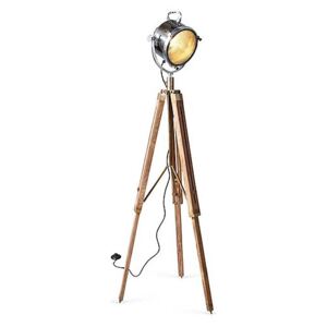Culinary Concepts - Spotlight Floor Lamp with Two Tone Natural Wood Tripod - Brown