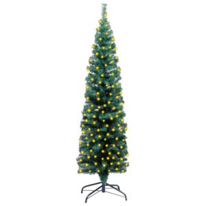 VidaXL Slim Artificial Christmas Tree with LEDs&Stand Green 120cm PVC