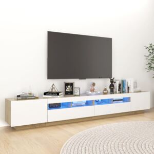 VidaXL TV Cabinet with LED Lights White and Sonoma Oak 260x35x40 cm