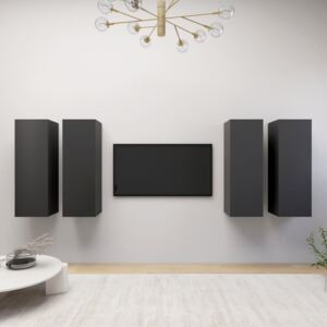 VidaXL TV Cabinets 4 pcs Grey 30.5x30x90 cm Chipboard