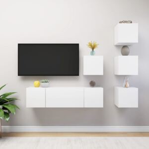 VidaXL 6 Piece TV Cabinet Set White Chipboard