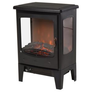 HOMCOM 1800W Tempered Glass Electric Fireplace Heater Black