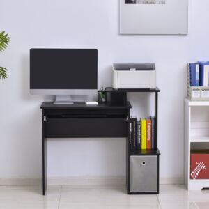 HOMCOM Computer Desk with Sliding Keyboard Tray Storage Drawer Shelf Home Office Workstation Black