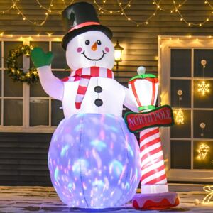 HOMCOM 2.4m Tall Christmas Inflatable Snowman with Street Lamp, Lighted for Home Indoor Outdoor Garden Lawn Decoration Party Prop