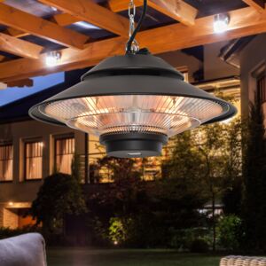 Outsunny 1500W Electric Patio Heater Aluminium Ceiling Mounted Heater with Infrared Remote Control for Indoor and Outdoor Use, Black