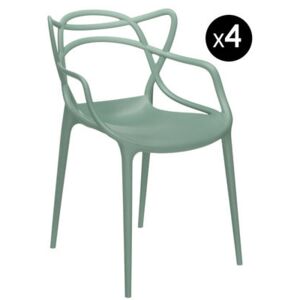 Masters Stackable armchair - Set of 4 by Kartell Green