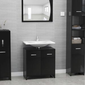 VidaXL Bathroom Cabinet High Gloss Black 60x33x58 cm Chipboard