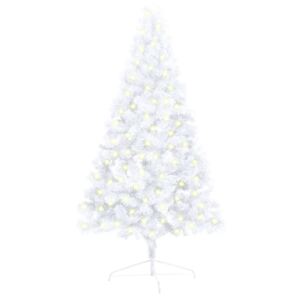 Artificial Half Christmas Tree with LED&Stand White 120 cm PVC
