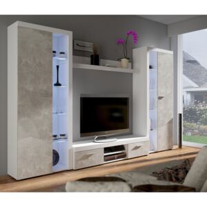FURNITOP Cheap Living Room Furniture RUMBA/RODOS XL Light Concreto / White