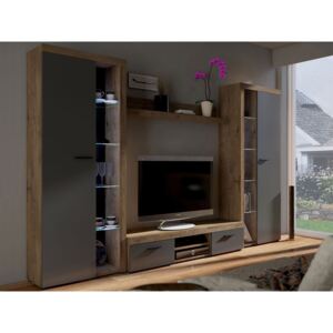 FURNITOP Cheap Living Room Furniture RUMBA/RODOS XL graphite/lefkas