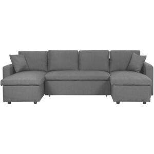 Corner Sofa Bed Dark Grey Fabric Upholstered U Shaped 5 Seater with Storage Beliani