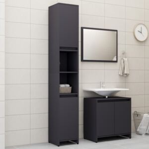 VidaXL 3 Piece Bathroom Furniture Set Grey Chipboard