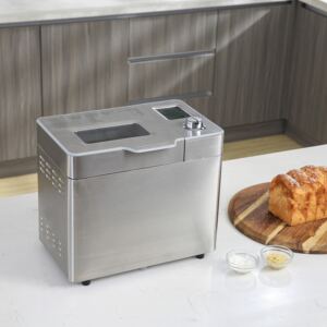 HOMCOM 25 in 1 Bread Machine 0.9 KG Capacity Programmable Stainless Steel Dough Maker with Auto Fruit Nut Dispenser Nonstick Pan 3 Loaf Sizes, 550W