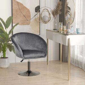 HOMCOM Swivel Bar Stool Fabric Dining Chair Dressing Stool with Tub Seat, Back, Adjustable Height, Grey