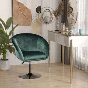 HOMCOM Swivel Bar Stool Fabric Dining Chair Dressing Stool with Tub Seat, Back, Adjustable Height, Green