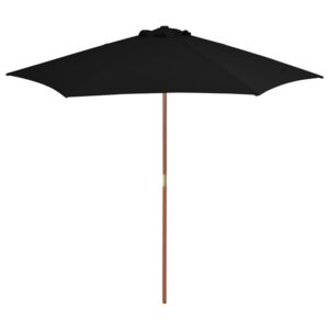 VidaXL Outdoor Parasol with Wooden Pole Black 270 cm