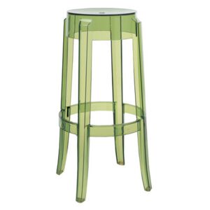 Charles Ghost Stackable bar stool - H 75 cm - Plastic by Kartell Green
