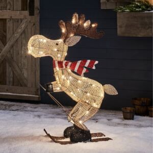 LED Skiing Moose Outdoor Christmas Figure