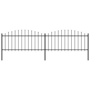 VidaXL Garden Fence with Spear Top Steel (0.5-0.75)x3.4 m Black