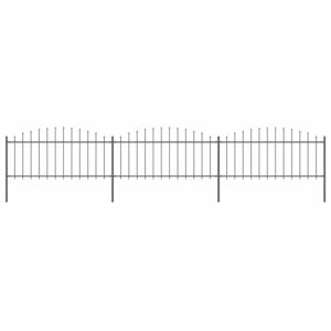 VidaXL Garden Fence with Spear Top Steel (0.5-0.75)x5.1 m Black