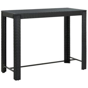 VidaXL Garden Bar Table Black 140.5x60.5x110.5 cm Poly Rattan