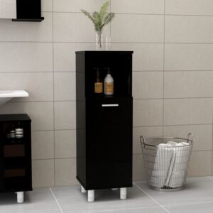 VidaXL Bathroom Cabinet High Gloss Black 30x30x95 cm Chipboard