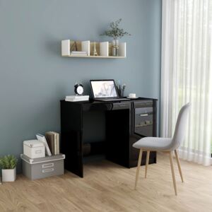 VidaXL Desk High Gloss Black 100x50x76 cm Chipboard