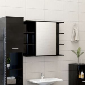 VidaXL Bathroom Mirror Cabinet High Gloss Black 80x20.5x64 cm Chipboard