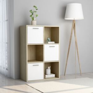 VidaXL Storage Cabinet White and Sonoma Oak 60x29.5x90 cm Chipboard