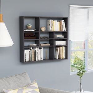 VidaXL Wall Shelf High Gloss Grey 90x16x78 cm Chipboard