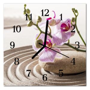 Glass Wall Clock Sand Orchid Sand Flowers Pink