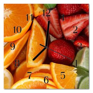 Glass Kitchen Clock Fruit Kitchen Orange, Red