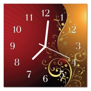 Glass Wall Clock Abstract Art Red