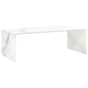 VidaXL Coffee Table White Marble 98x45x31 cm Tempered Glass