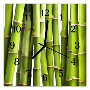 Glass Wall Clock Bamboos Bamboo Green