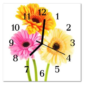 Glass Wall Clock Flowers Flowers Multi-Coloured
