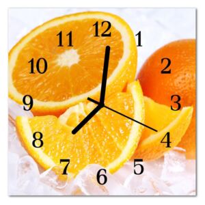 Glass Wall Clock Oranges Fruit Orange