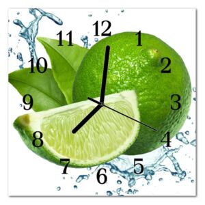 Glass Kitchen Clock Lime Fruit Green